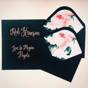 Bespoke envelope calligraphy rose