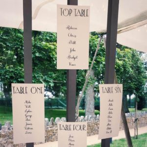 Close up seating table plan typography design