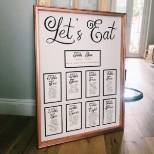 Custom table seating plan calligraphy and typography