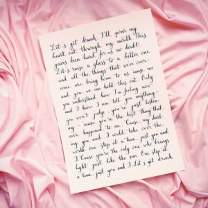 Custom vows or first dance lyrics as a gift for wedding or anniversary