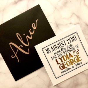Bespoke custom save the date card wedding invitation and envelope calligraphy