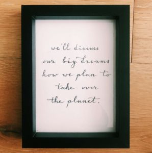 Custom quote song lyrics or first dance calligraphy