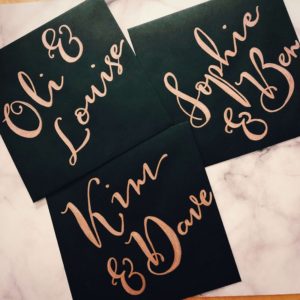 Custom envelope calligraphy for wedding save the dates and invitations