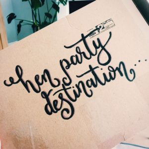 Custom giant hen party destination envelope calligraphy maid of honour gift